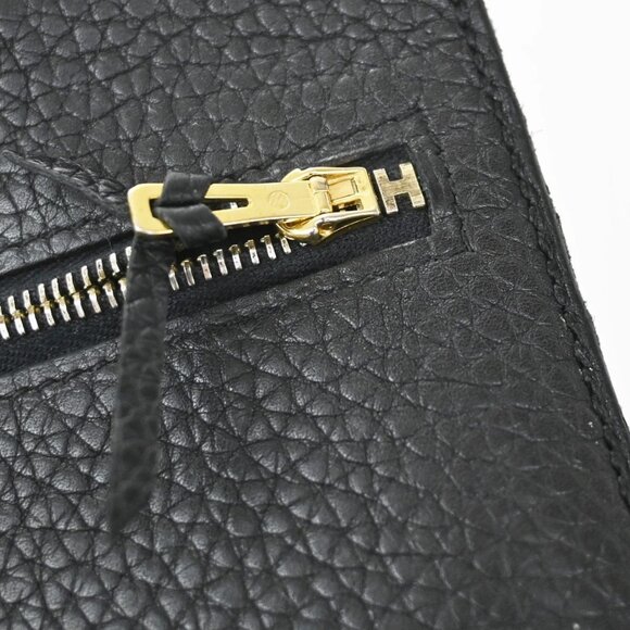 HERMES Logos Dogon Long Bifold Wallet Togo Leather Black GHW 34KB337 - Picture 9 of 16